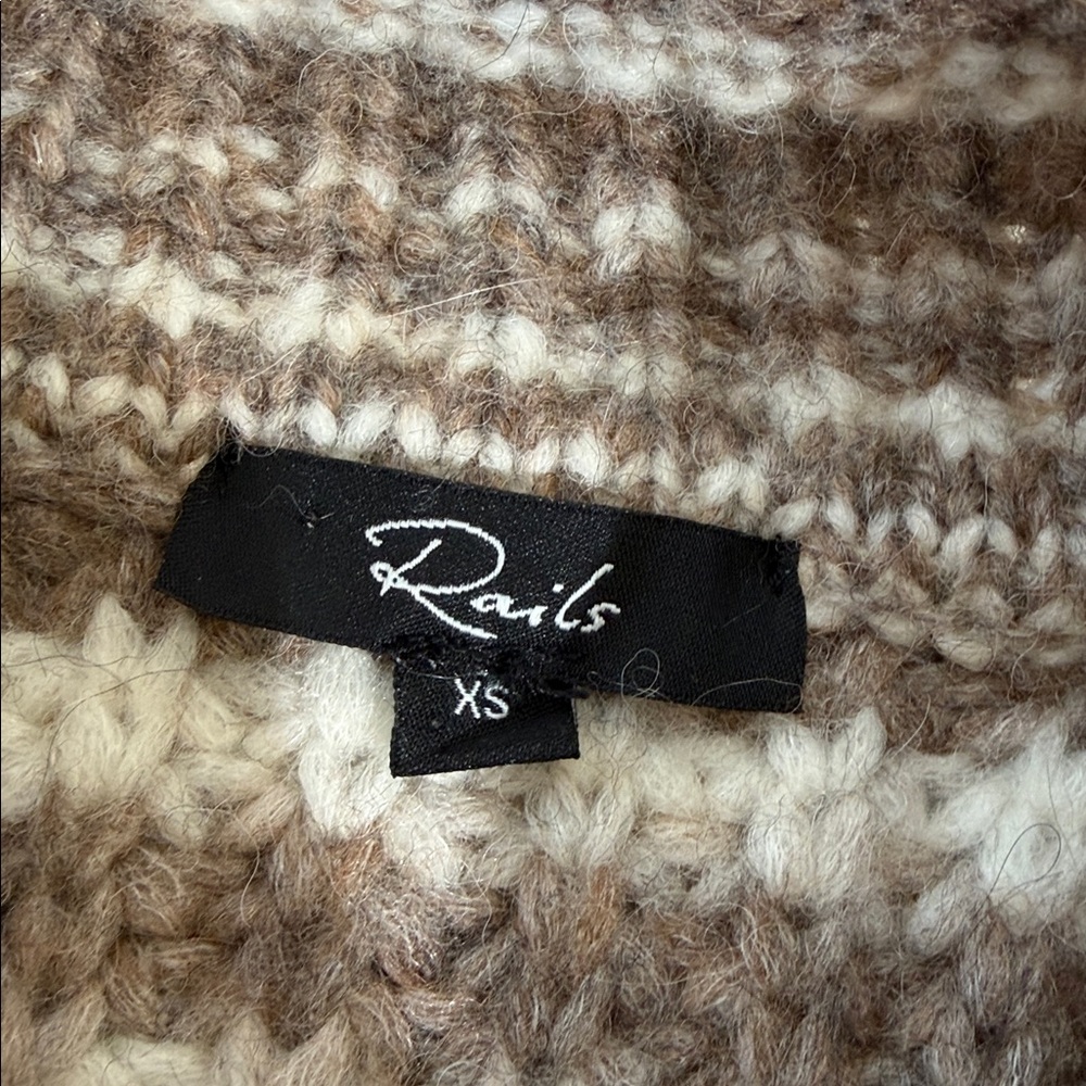 Rails Echo Sweater XS Brown White Space Dye Knit Wool Blend - Picture 7 of 12